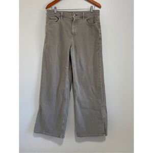 Banana Republic Wide Leg Jeans Taupe Gray Womens 31 Slit Hem Minimalist